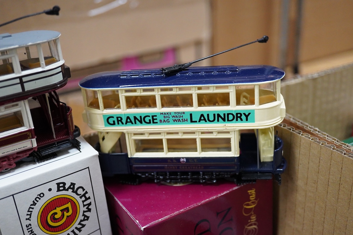 Sixty boxed diecast vehicles by Corgi Classics, Matchbox Models of Yesteryear, etc. including a large number of trams and other public transport vehicles, operators include; LCC, Plymouth, Blackpool, Belfast, Cardiff, et
